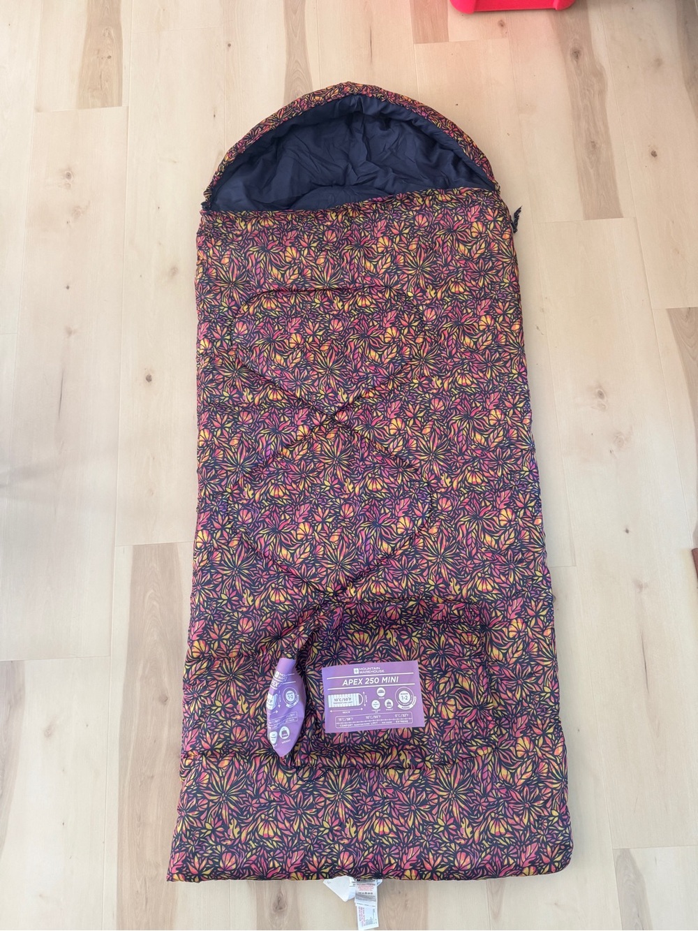 Kids Floral Print Sleeping Bag - Purple/Yellow Apex 250 mini
